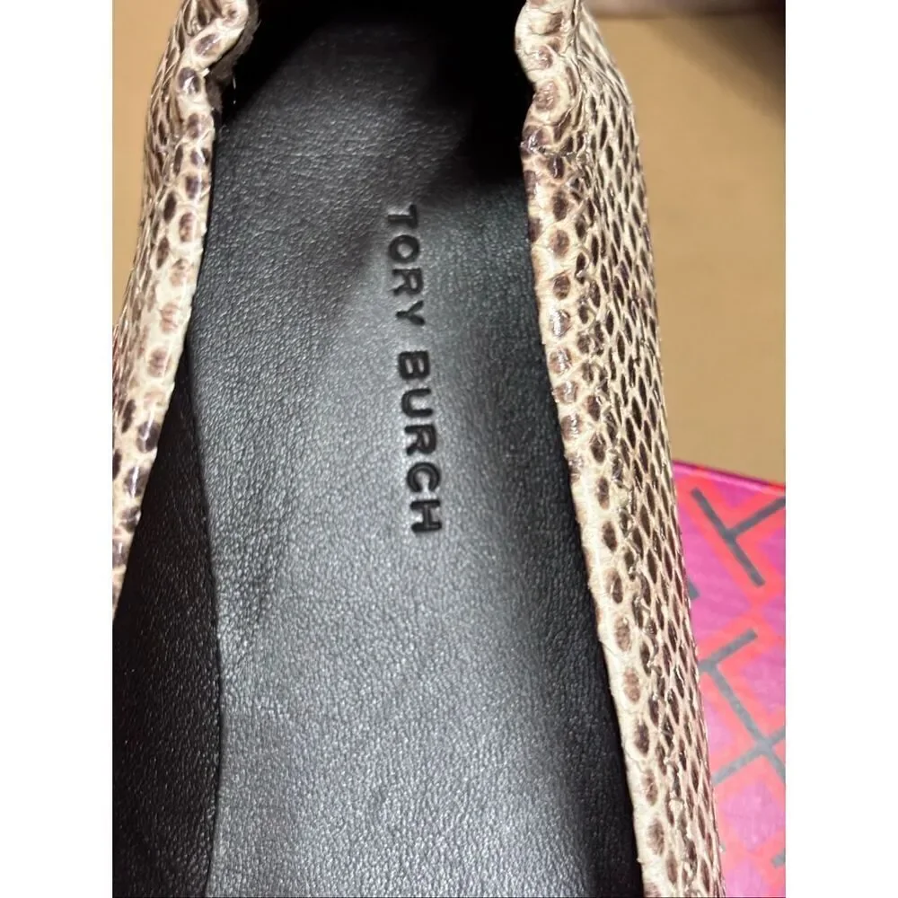 Tory Burch MINNIE TRAVEL BALLET STAMPED SNAKE LEATHER NWB Size 5